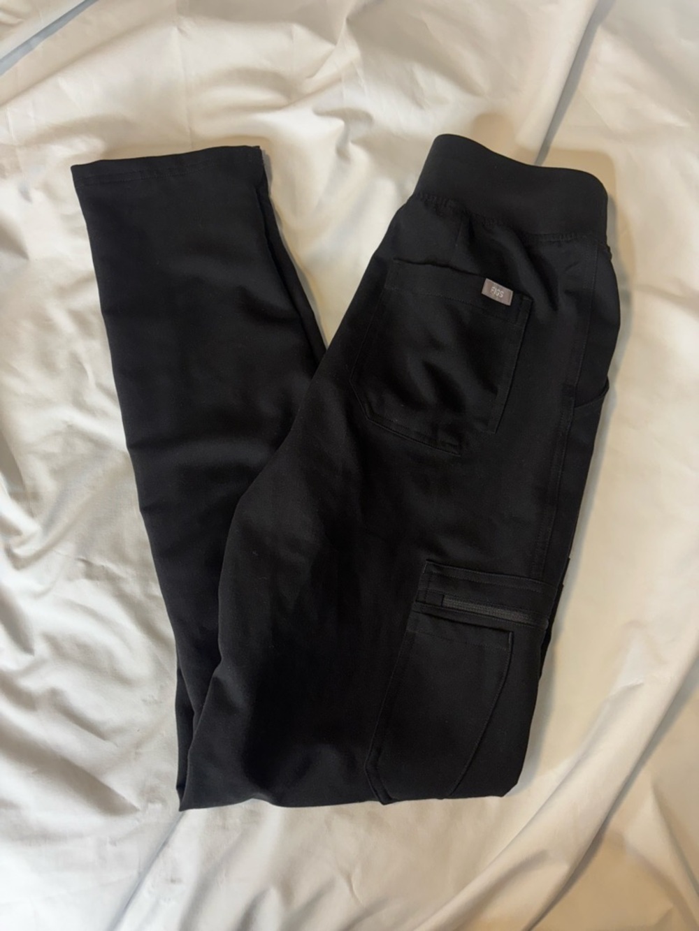Figs Black High Waisted Yola Pants XS TALL